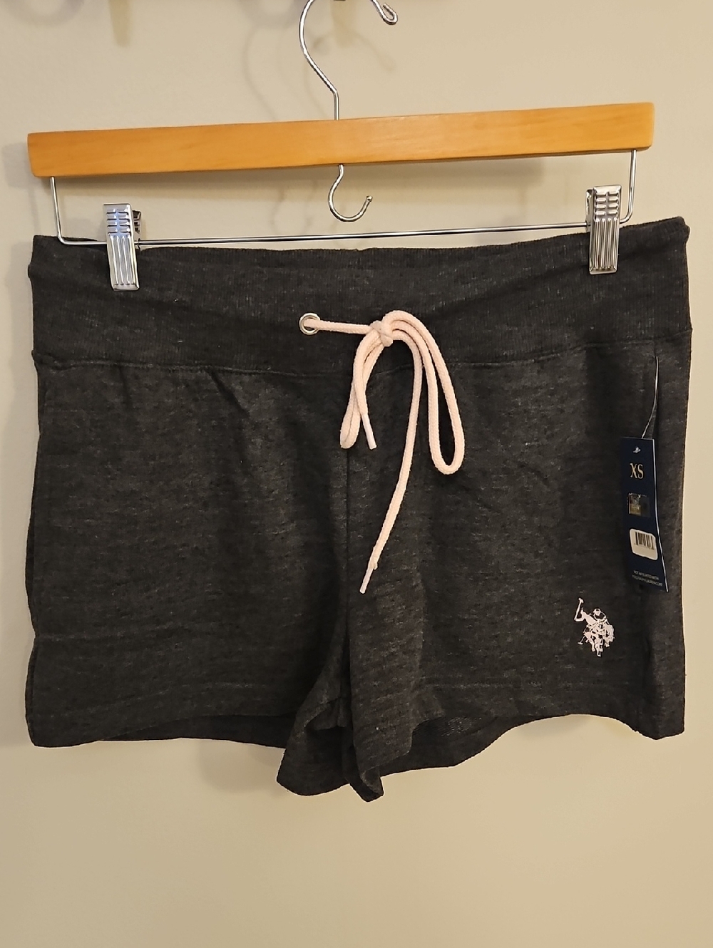 U.S. Polo Assn. Charcoal Athletic Shorts with Pink Drawstring